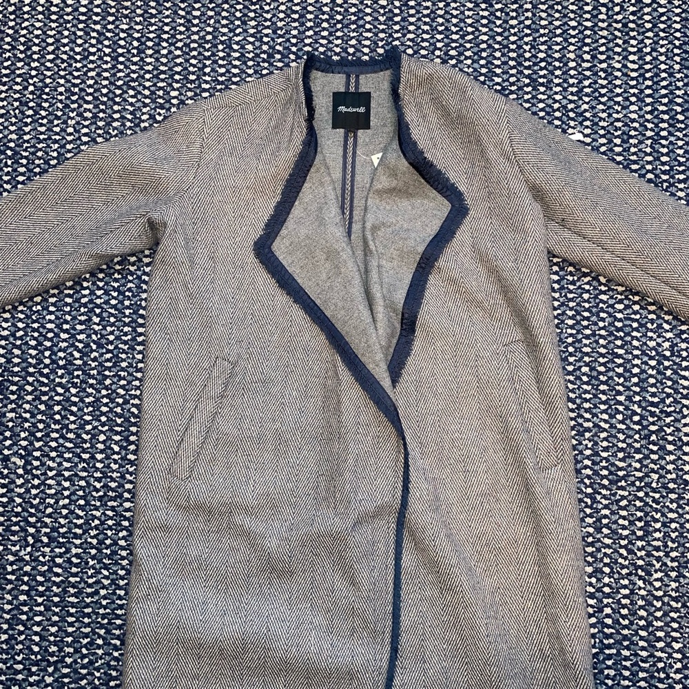 Brand New Never Worn Madewell Fringed Herringbone Robe Coat (Small)